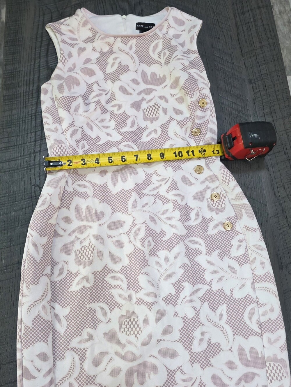 Kate & LILY Cottoncore Sleeveless Lace-Print Sheath Dress in Blush Pink (SIZE:6) - Picture 4 of 6